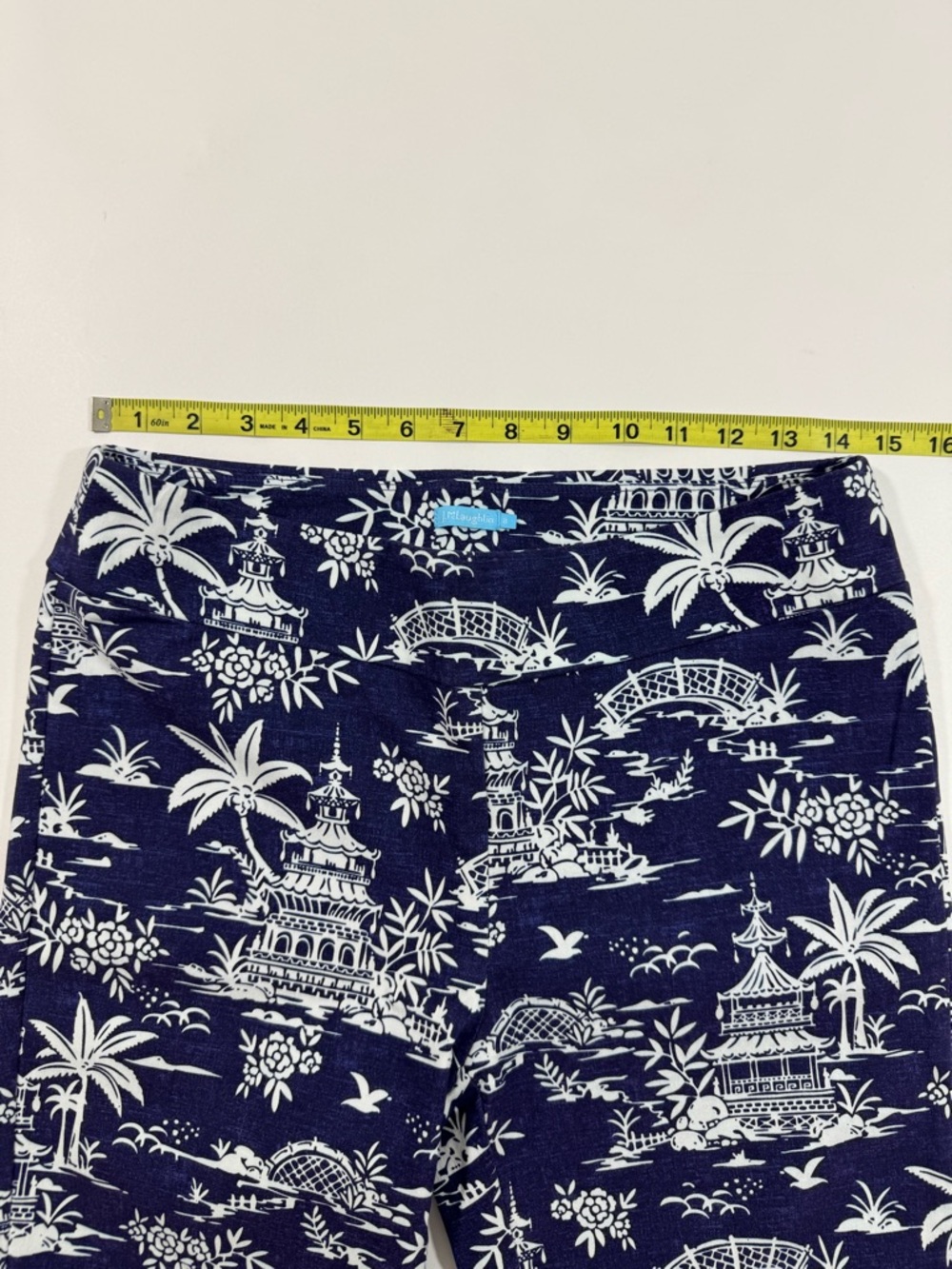 J McLaughlin Masie Pants Blue White Palm Pagoda Print - Picture 10 of 10